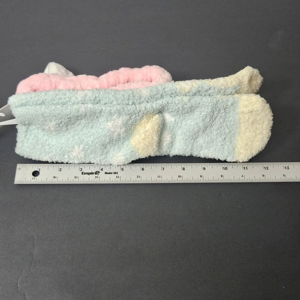 Christmas Gift Plush Head Band & Cozy Socks Girls Pastel Color Size 9-11 /2 Pair